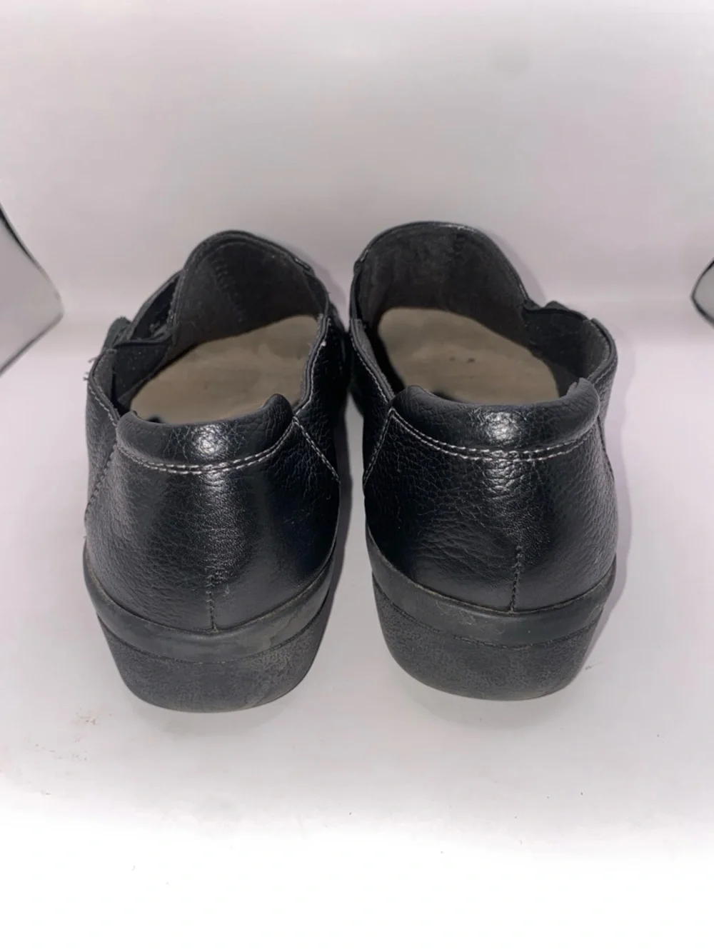 Clarks Black‎ Leather Slip-On Loafers